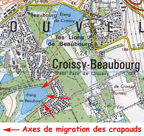 Carte des passages des batraciens