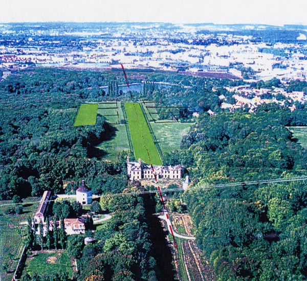 Vue arienne du parc du chteau de Croissy