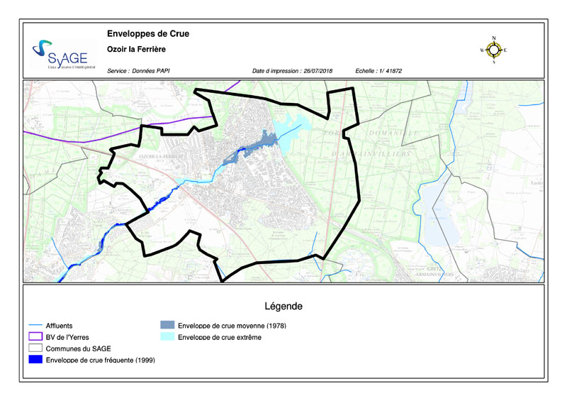 Enveloppe des crues  Ozoir-la-Ferrire